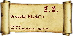 Brecska Milán névjegykártya